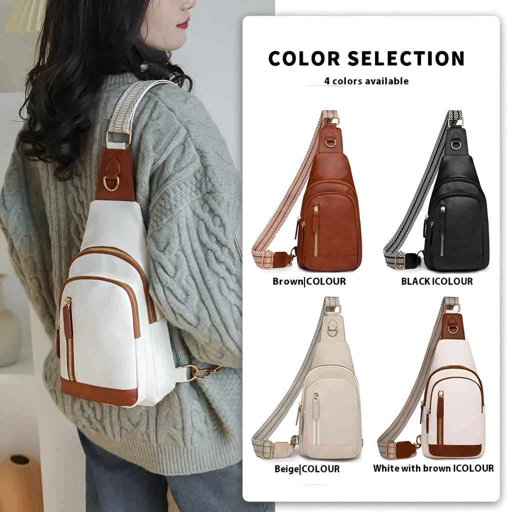 Soft brown PU women's crossbody messenger bag with zip pockets and a street style design.