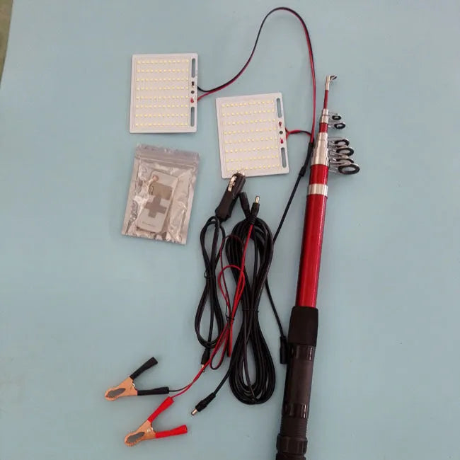 White LED fishing rod light unit with remote control for 5 metre telescopic rods.