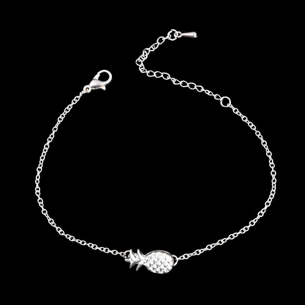 Alloy pineapple bracelet in gold or silver colour with simple charm design