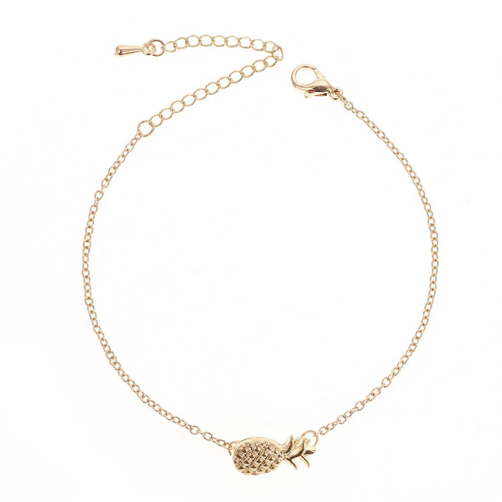 Alloy pineapple bracelet in gold or silver colour with simple charm design