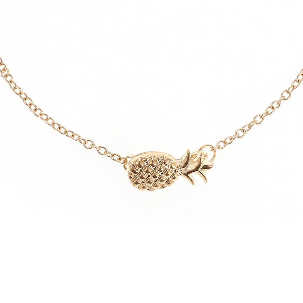 Alloy pineapple bracelet in gold or silver colour with simple charm design