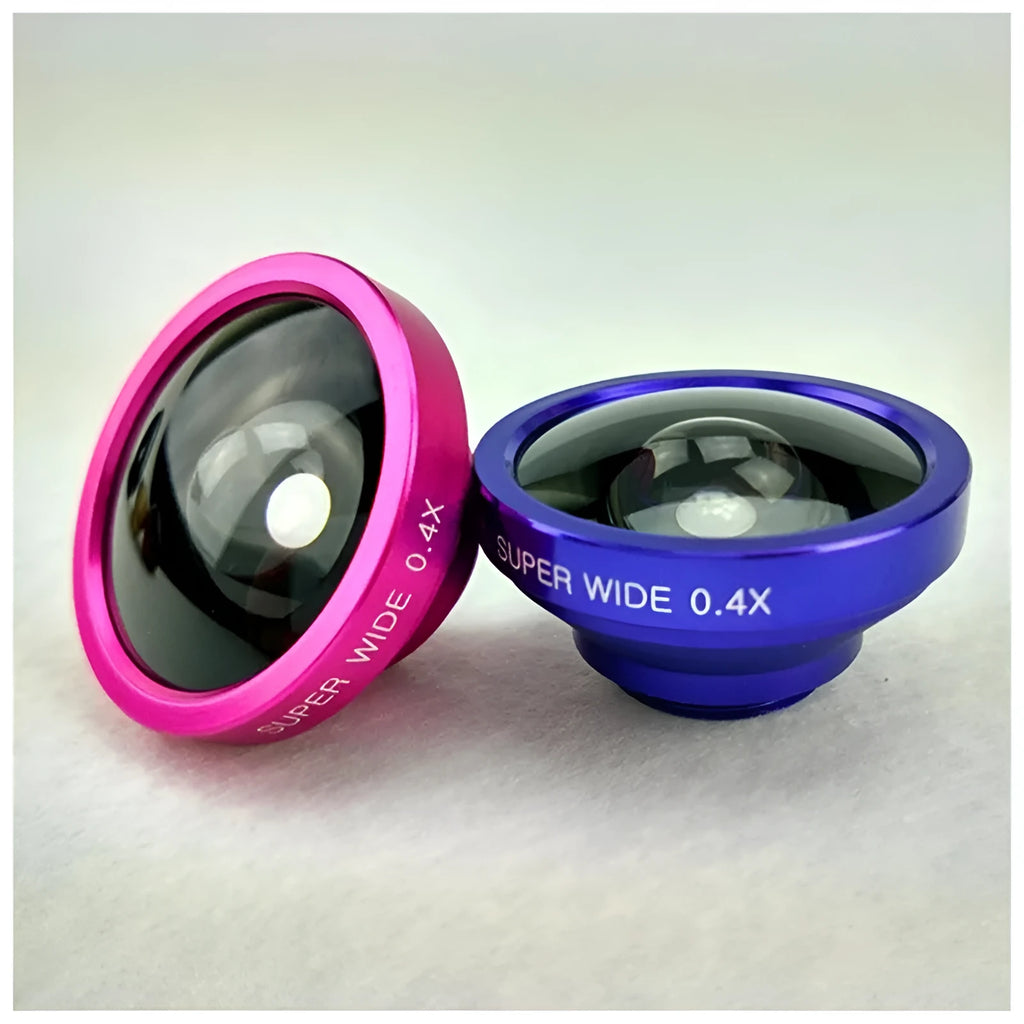 3-in-1 smartphone lens kit with fisheye, wide angle and macro lenses in aluminium alloy casing