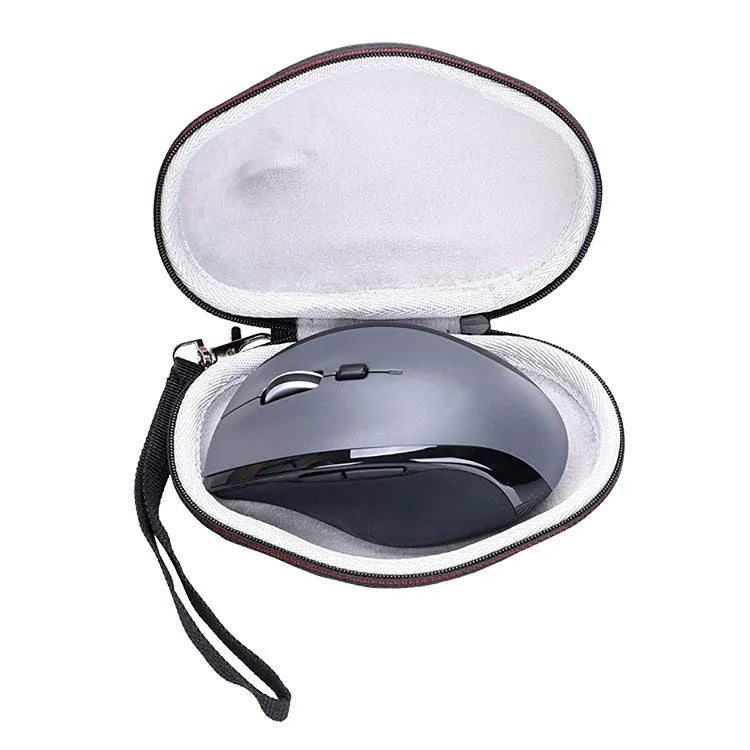 Black nylon mouse protection sleeve for Logitech M720 with grey EVA foam interior