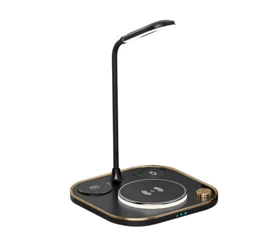 Black, green, or white three-in-one 15W wireless magnetic charger with optional desk lamp and Type-C cable.
