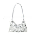 Soft polyester women's underarm crossbody shoulder bag in black, gold, or silver.