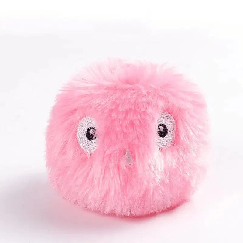 55mm diameter interactive cat toy ball in blue, pink or yellow colours with animal sound effects
