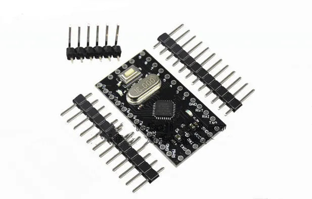 ATMEGA328P microcontroller circuit board with pin headers.