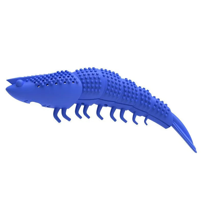 Blue hard rubber cat dental toy with catnip and bell inside for interactive play