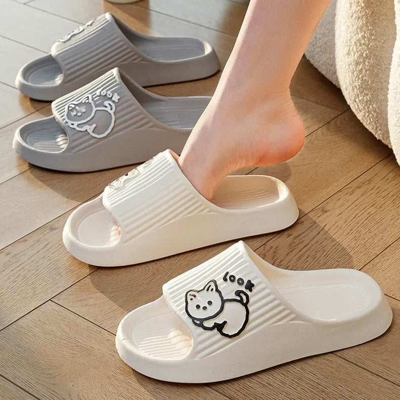 Women's cat design EVA platform slippers in multiple colours for indoor and outdoor home wear