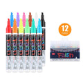 Electronic fluorescent plate highlighter pen with oblique 6mm tip, shown in an 8-colour set on a card.