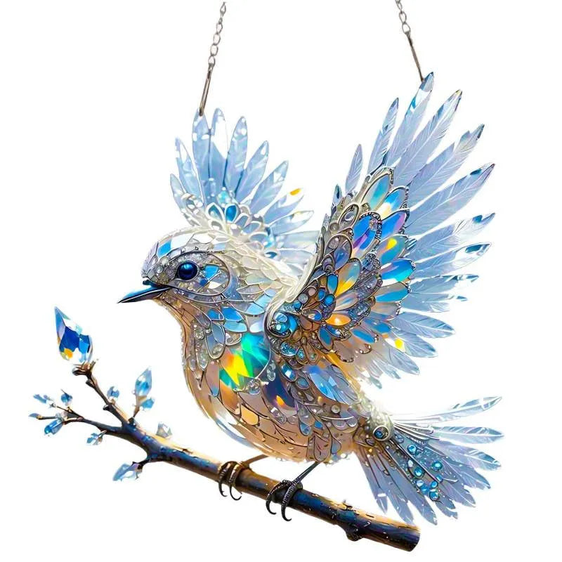 Acrylic bird pendant ornament with cartoon design for living room or courtyard decoration