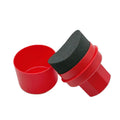 Car tyre polishing sponge brush with lid showing 85x120mm dimensions and four colour-hardness sponge options