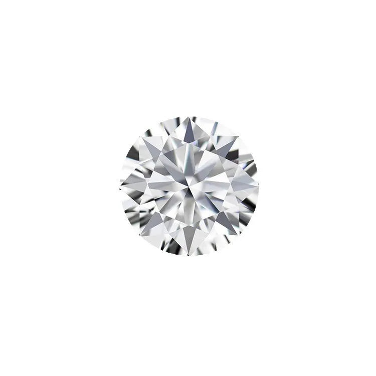 Round moissanite stone with eight hearts eight arrows cut pattern showing polished surface