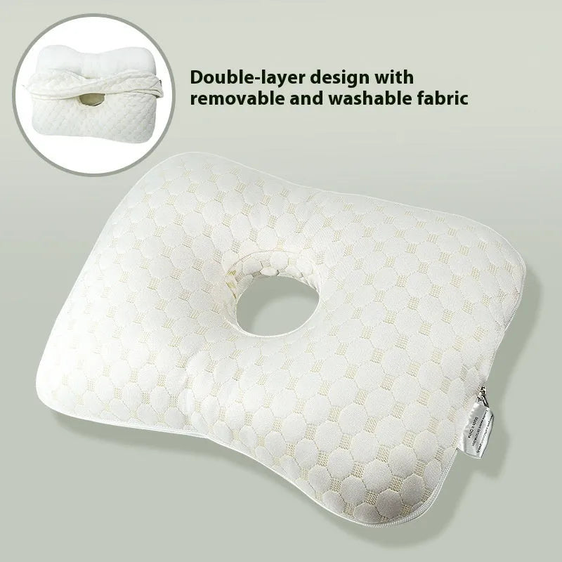 Single hole beauty salon ear pillow in Bohr Gray with New Chinese style pattern, 39x28x6cm size for adult facial support