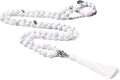 Handmade knotted beaded necklace with geometric stone pendant in natural colours.
