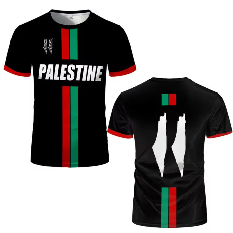 3D printed football pattern t-shirt in spandex fabric available in black or white