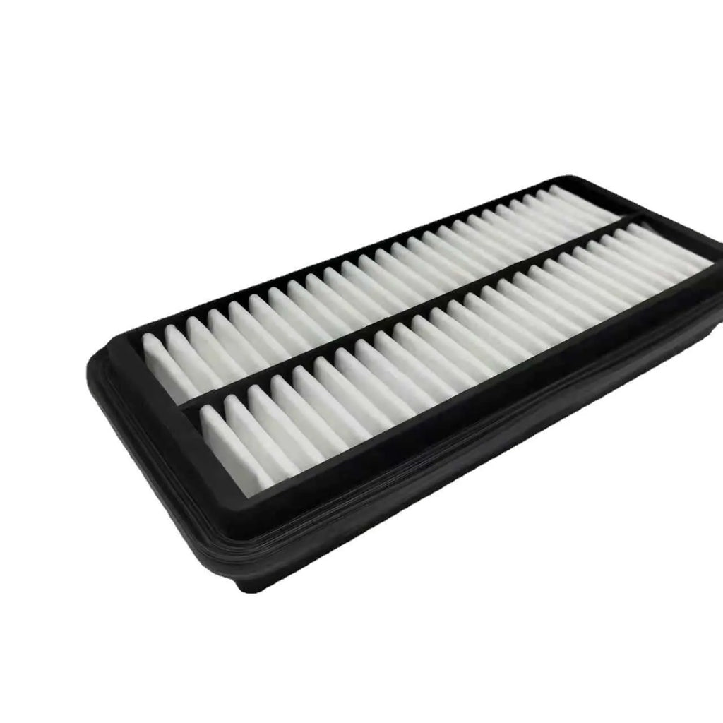 Black automotive air filter for Modern cars with dimensions 256mm by 113mm by 40mm