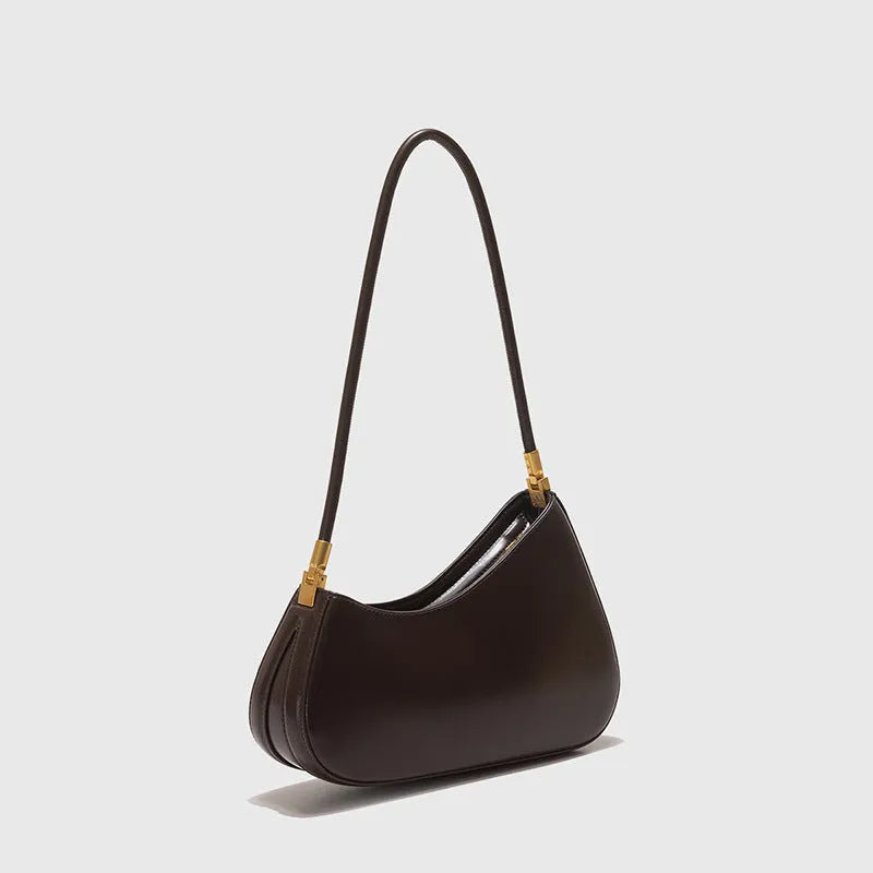 Women's retro oval commuter bag in PU leather with single shoulder strap
