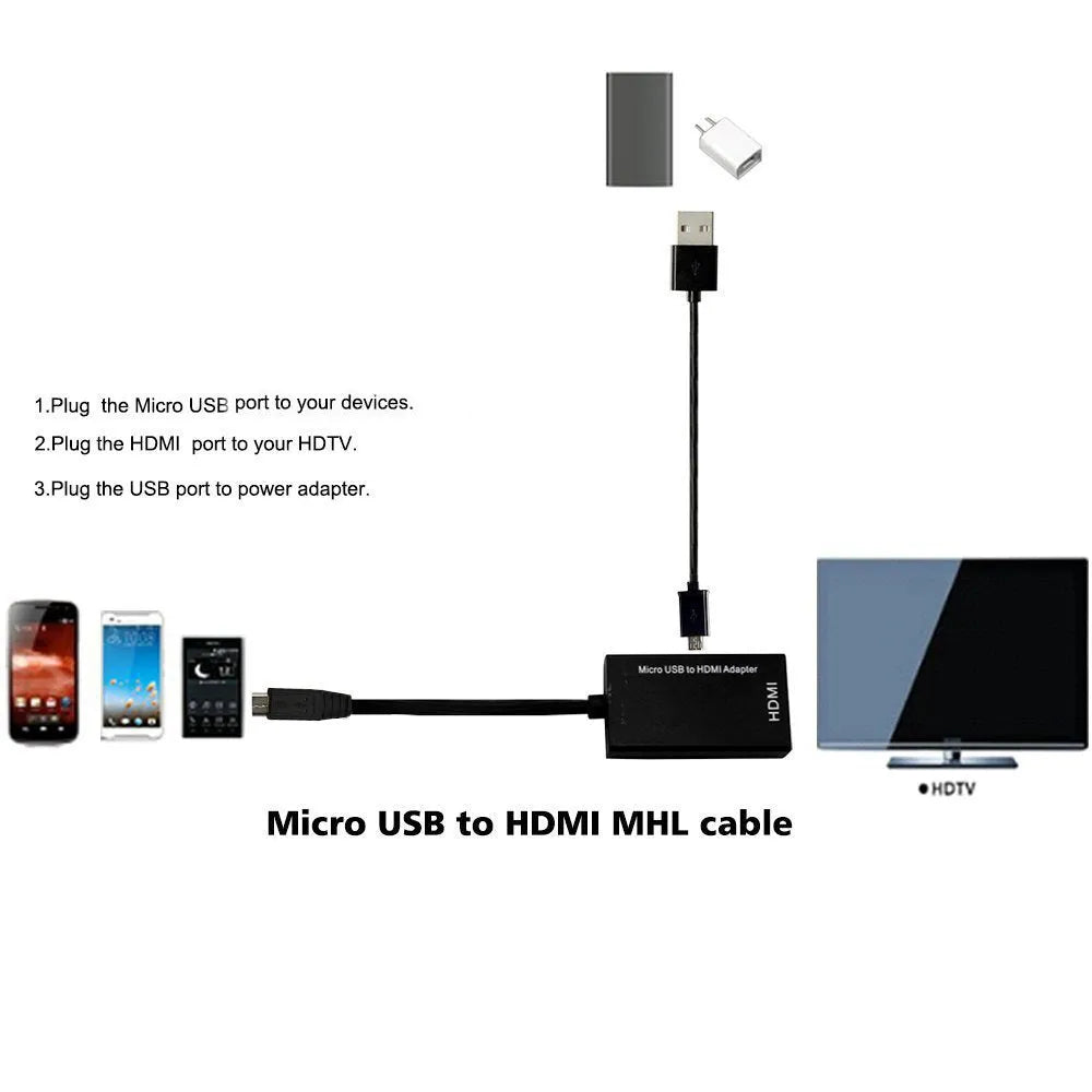 Black HD to HDMI adapter cable for connecting handheld devices to television displays