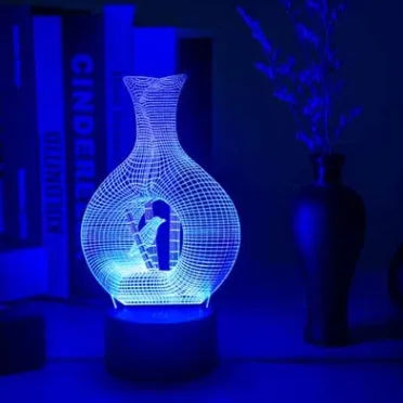 Creative 3D LED night light with acrylic plate decoration and colour changing functionality