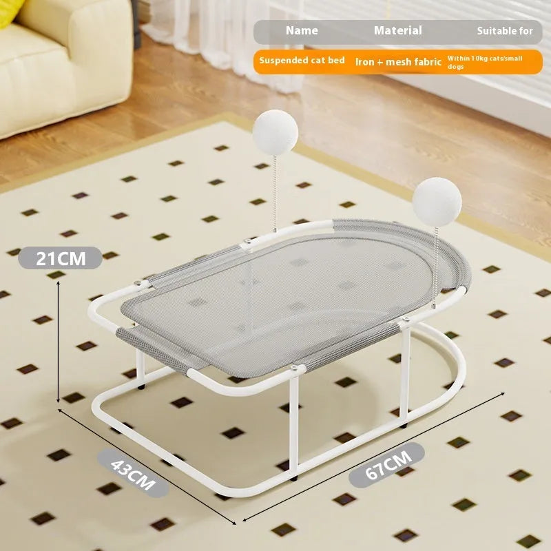 Large grey fabric breathable cat kennel bed cage for summer use.