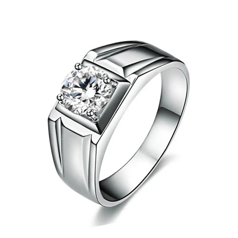 Men's adjustable square diamond fashion ring in gold colour on a copper band.