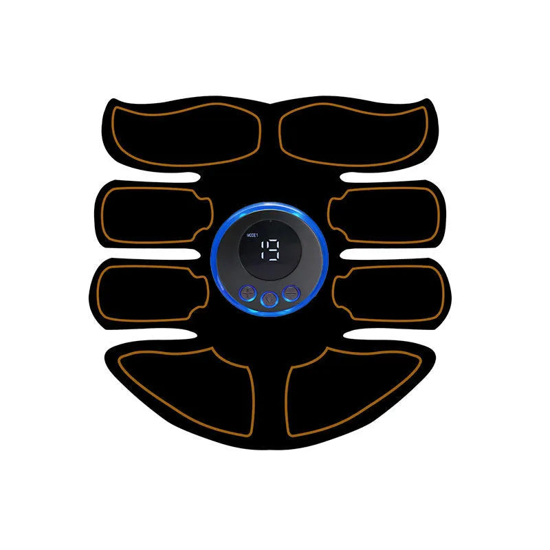 Digital display abdominal muscle trainer patch with charging port and three adhesive patches