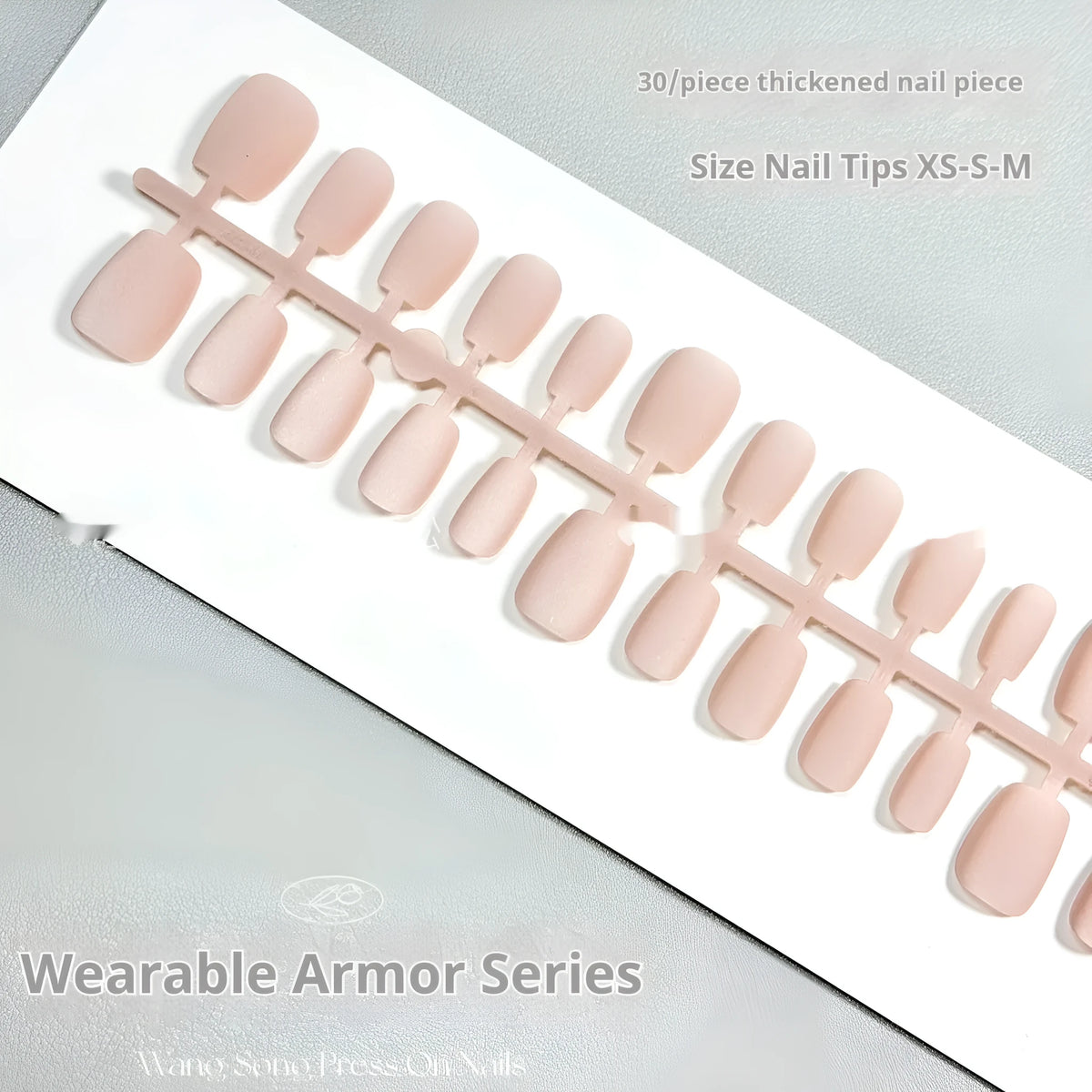 Frosted velvet Cat's Eye effect nail wraps in short ladder sizes XS, S, and M on a manicured hand.