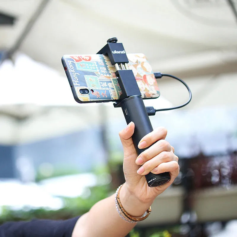 Black aluminium alloy portable power bank with handle showing 6800mAh capacity