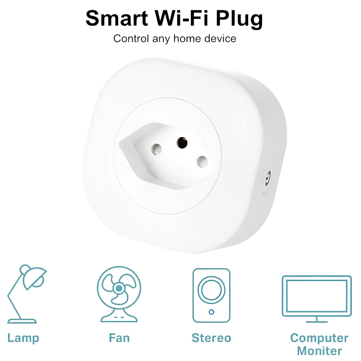 Smart socket plug with voice control, 3520W rating, 70x70x72mm size