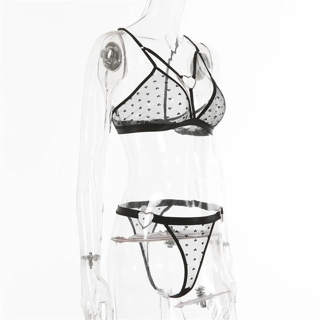 Ladies' mesh three-point two-piece set in spandex fabric showing colour options