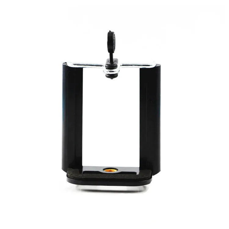 Black plastic mobile phone clip hose bracket for mounting phones during plumbing work