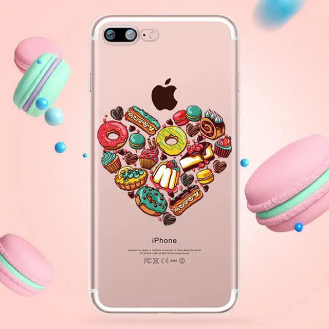 Transparent silicone iPhone case with a colourful ice cream cone design, shown on a phone.