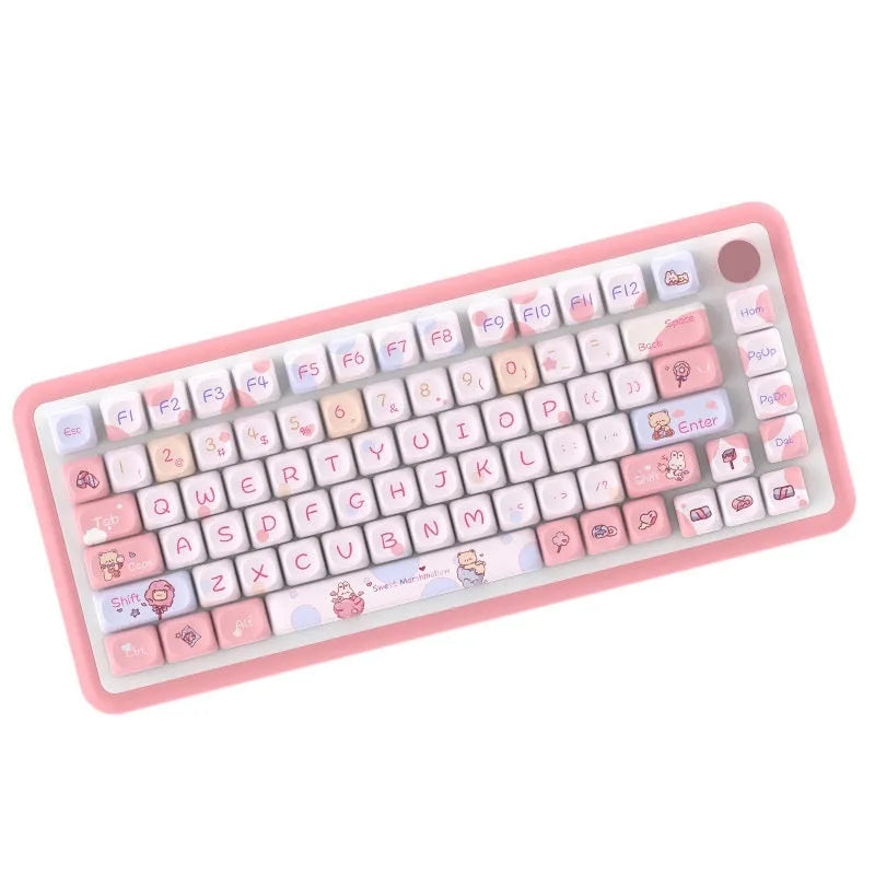 Sweet Cotton Candy mechanical keyboard keycaps in pastel pink colours for 112 or 120 key configurations