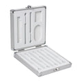 Silver aluminium soldering iron storage box with compact dimensions for tool protection