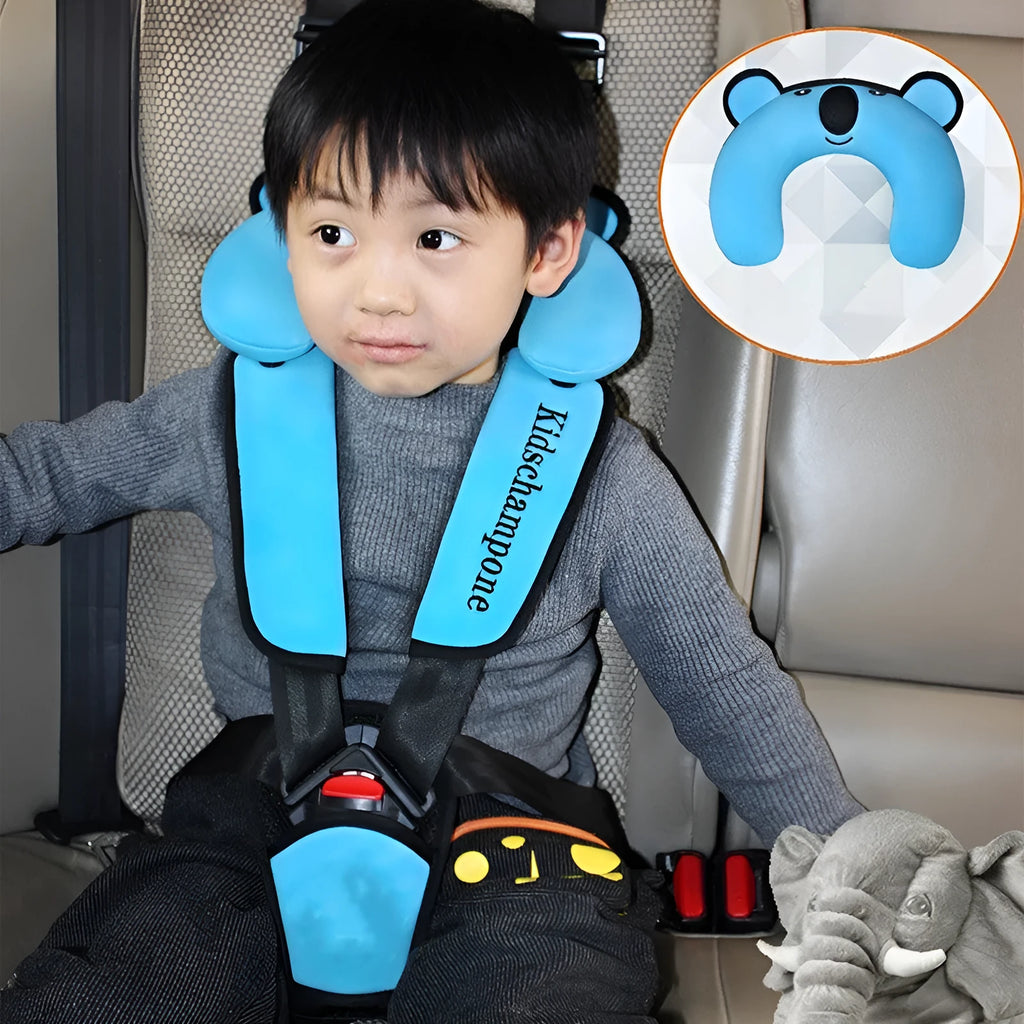 Number One portable child car seat belt retainer in polyester fabric measuring 33x22x9.5cm