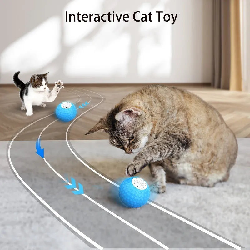Remote control electronic cat toy with rolling ball, sound features and laser pointer on floor