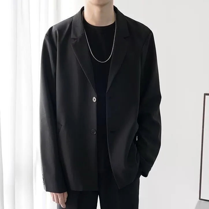 Men's loose-fit corduroy jacket in black, khaki or grey, polyester with semi-hemp lining, sizes S to 5XL.