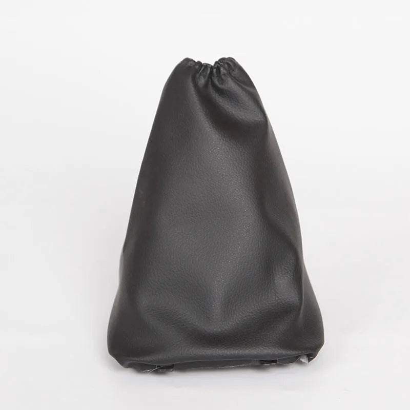 Black leather shift lever dust cover for Toyota Corolla, showing dimensions