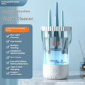 White plastic rechargeable electric makeup brush cleaning device with USB charging cable