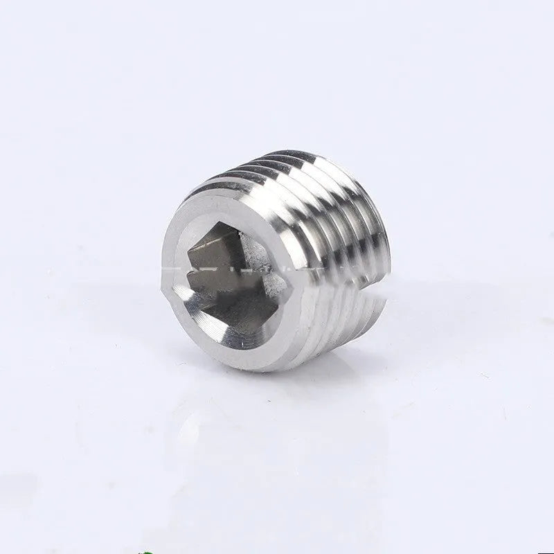 Stainless steel hexagon pipe plug with 3/8 inch threads for bulkhead fittings