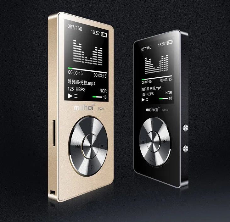Portable MP3 music player with 1.8-inch screen in gold, silver or black colour options