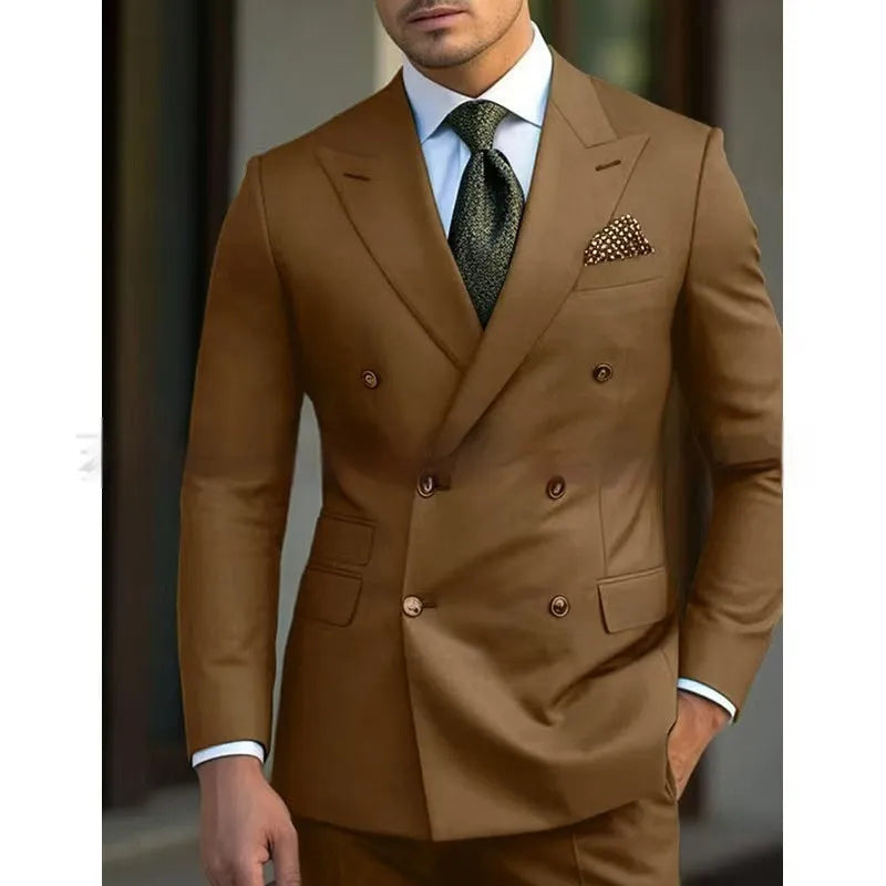 Men's light business two-piece suit in chemical fibre blend available in multiple colours and sizes XXS to 7XL