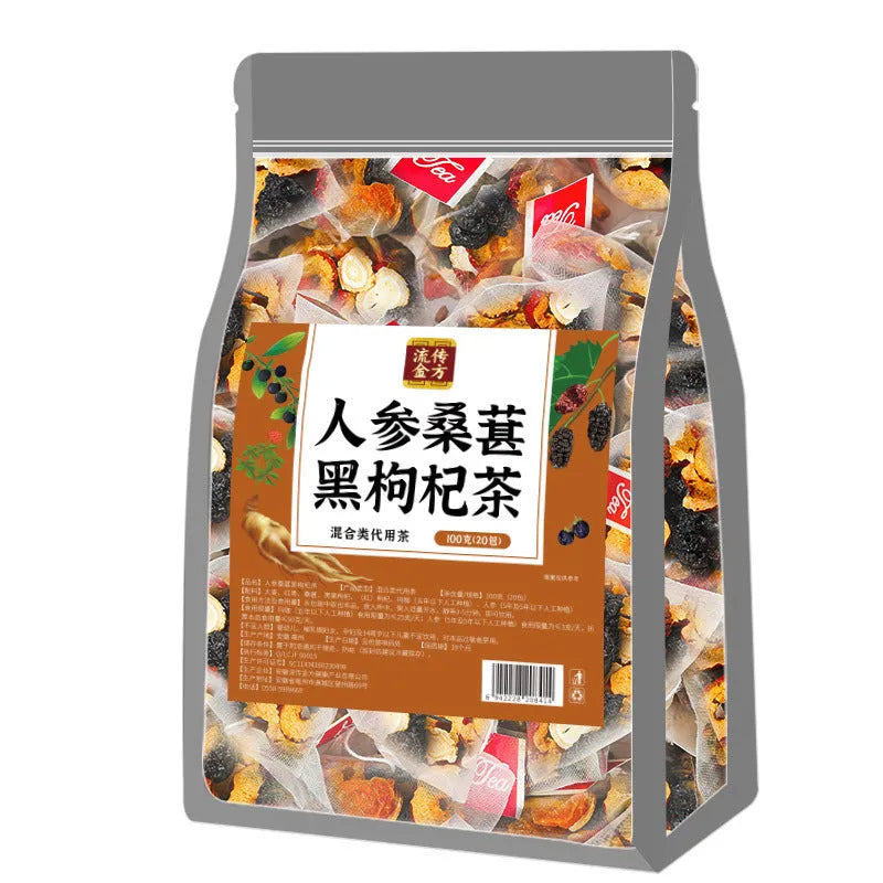 Package of Ginseng Black Wolfberry Tea showing 40 individual 5g tea bags.