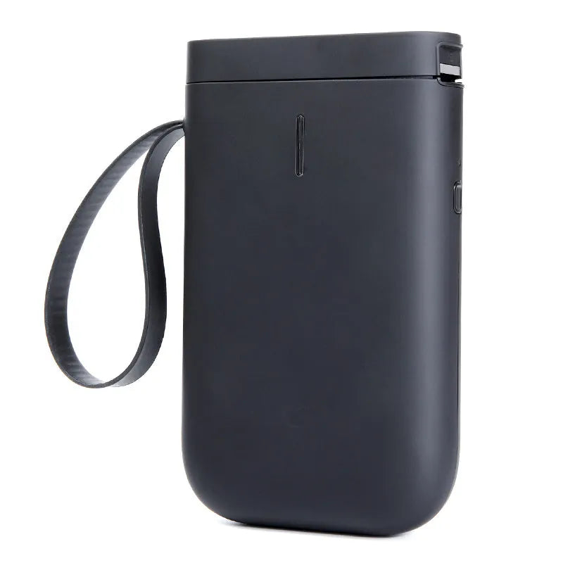 D11 Bluetooth thermal label printer in black, white, green, or pink next to a smartphone showing the label design app.