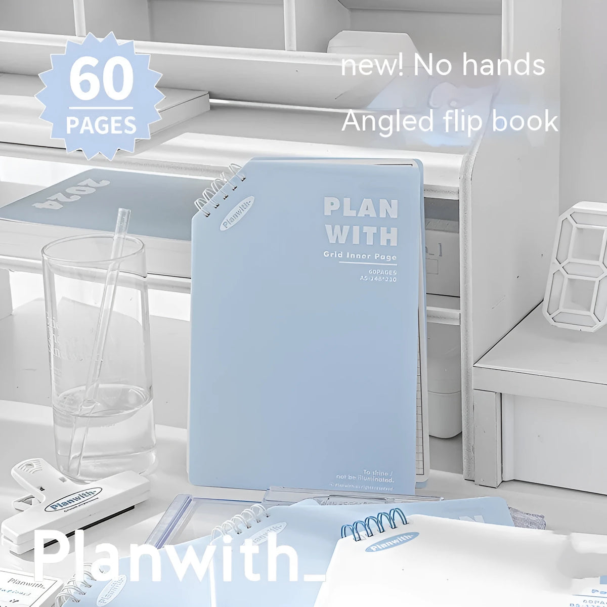 Oblique angle book series artsy ins style salt notebook in A5 and B5 sizes with white or blue covers