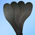 Black 3K carbon fibre full palm insoles for running shoes showing thickness options