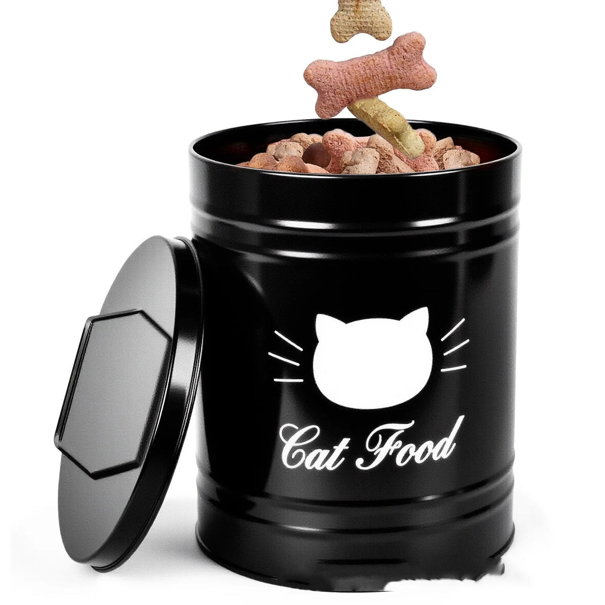 Round iron sheet storage container with 301-500ml capacity for pantry organisation