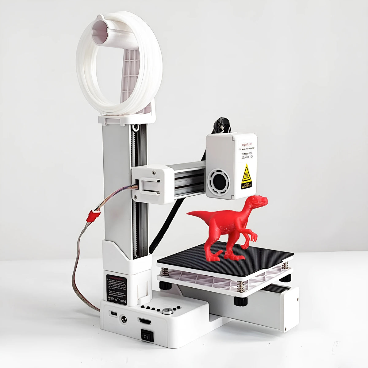 White EasyThreed K10 3D printer with 175mm print area for TPU and PLA filament