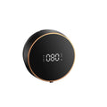 Black automatic foam soap dispenser with infrared sensor and USB charging port mounted on bathroom wall
